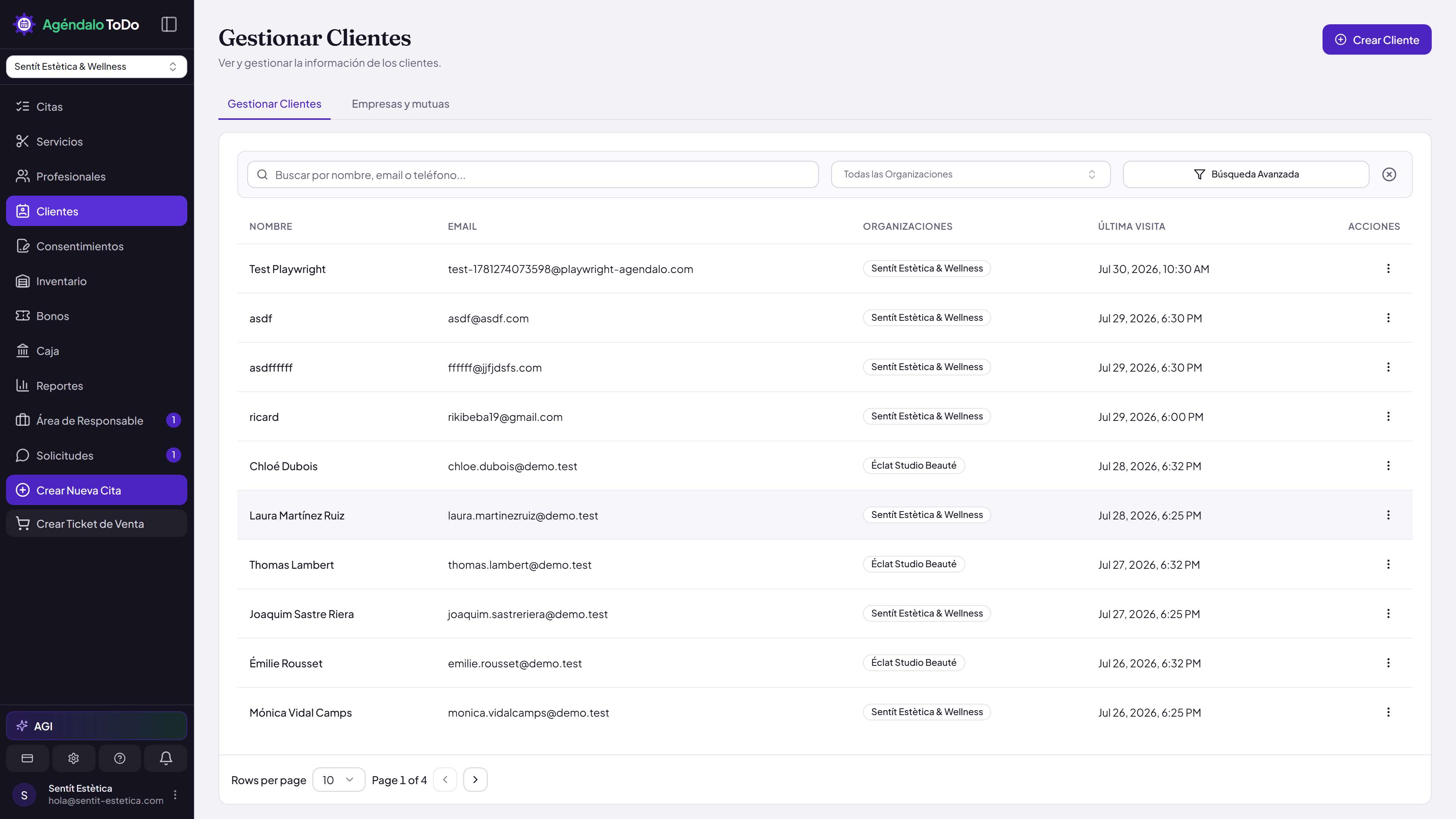 Ficha de Clientes (CRM) - Vista escritorio