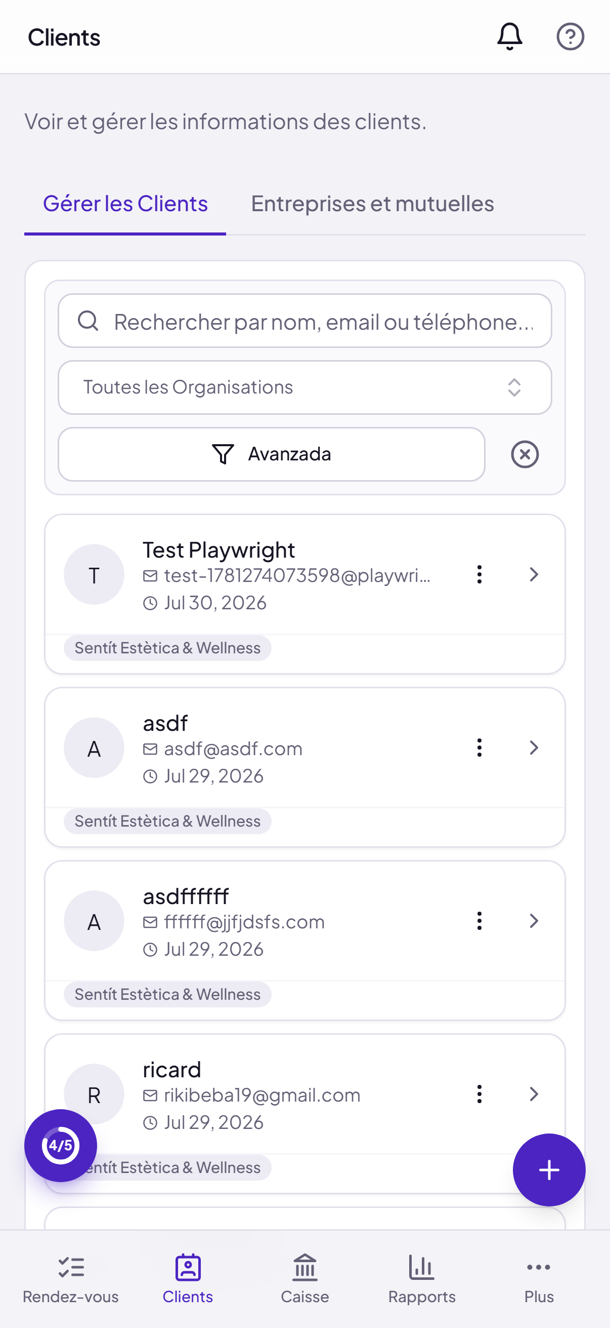 Fiche Client (CRM) - Vista móvil