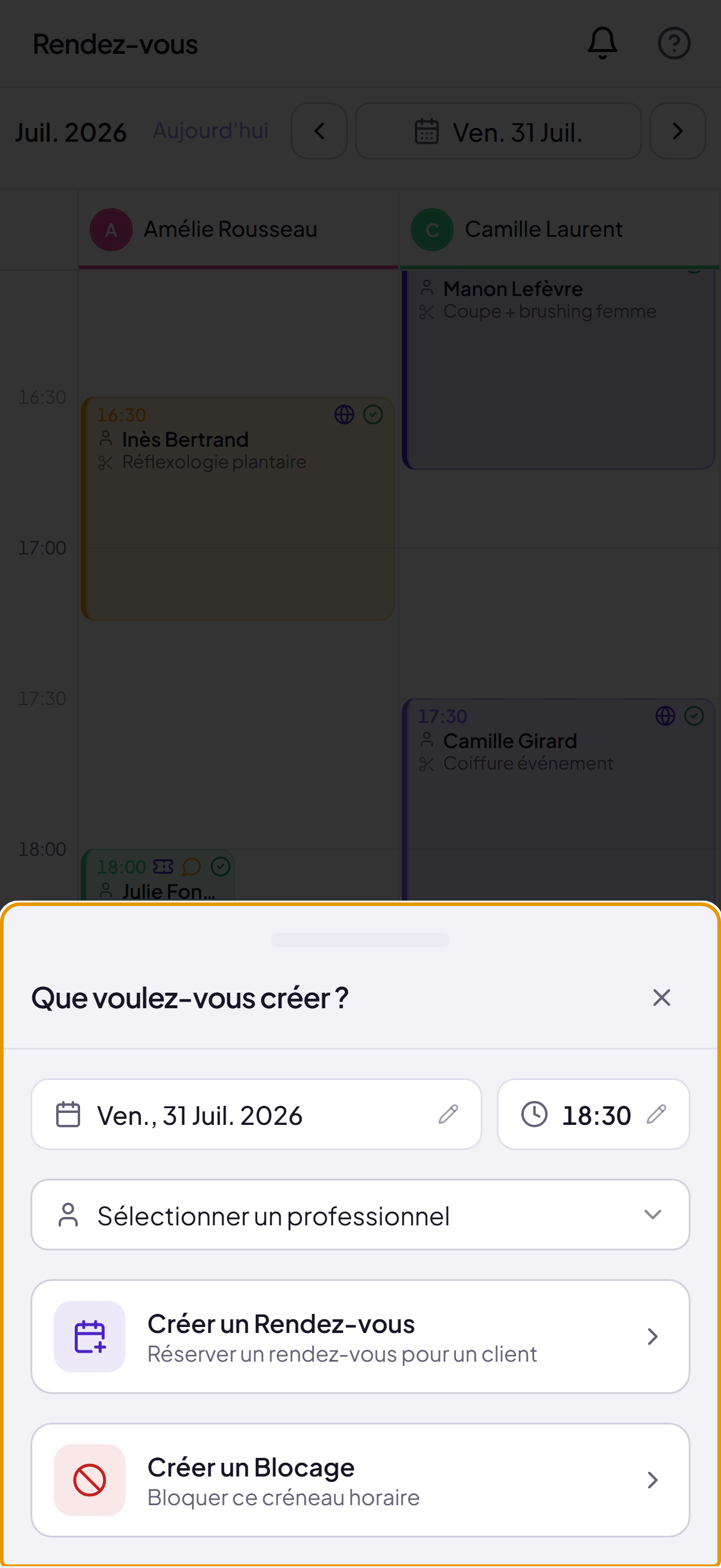 Crear cita en móvil