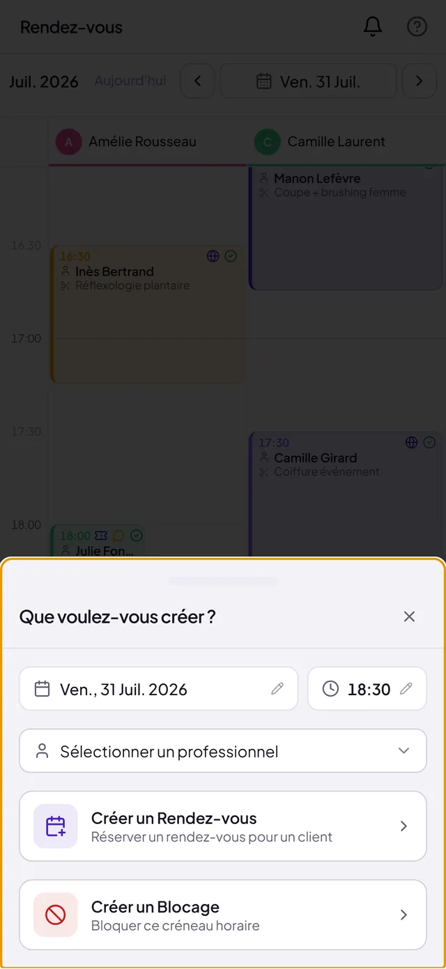Crear cita en móvil